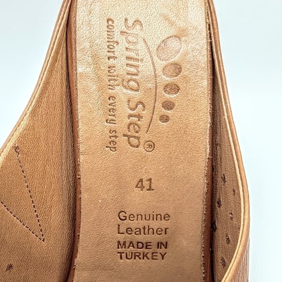 Spring Step Arlyse Tan Leather Mules Size 41 - Picture 9 of 9